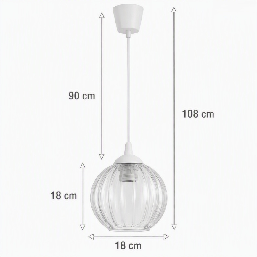 Brilagi - LED żyrandol na przewodzie RETRO GLASS 1xE27/60W/230V śr. 18 cm biały/przezroczysty