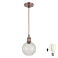 Brilagi - LED Żyrandol na przewodzie RETRO GLASS 1xE27/60W/230V śr. 18 cm miedziany/przezroczysty