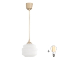 Brilagi - LED Żyrandol na przewodzie RETRO GLASS 1xE27/60W/230V śr. 20 cm beżowy/biały