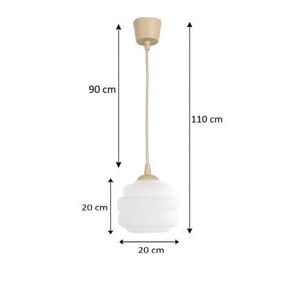 Brilagi - LED Żyrandol na przewodzie RETRO GLASS 1xE27/60W/230V śr. 20 cm beżowy/biały