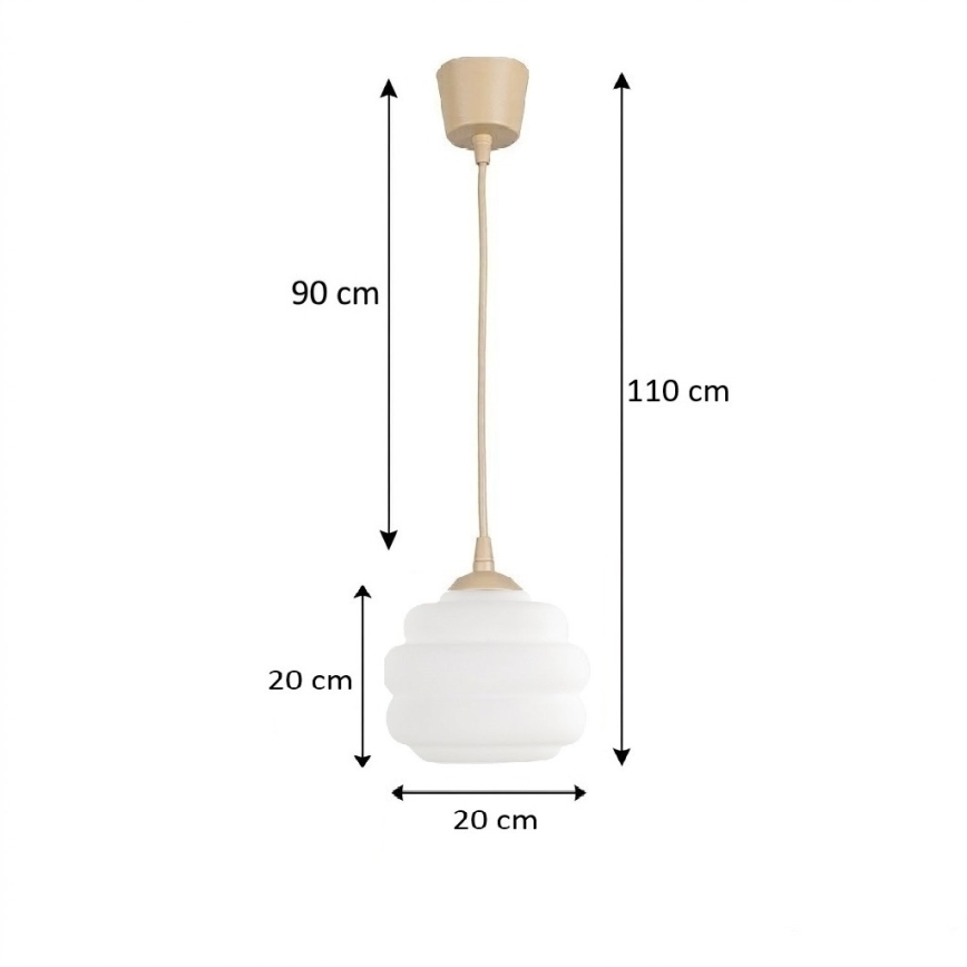 Brilagi - LED Żyrandol na przewodzie RETRO GLASS 1xE27/60W/230V śr. 20 cm beżowy/biały