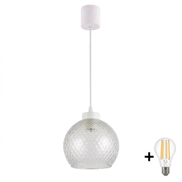 Brilagi - LED Żyrandol na przewodzie RETRO GLASS 1xE27/60W/230V śr. 25 cm biały/przydymiony szary