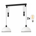 BRILAGI - LED Żyrandol na przewodzie RETRO GLASS 2xE27/40W/230V czarny/biały