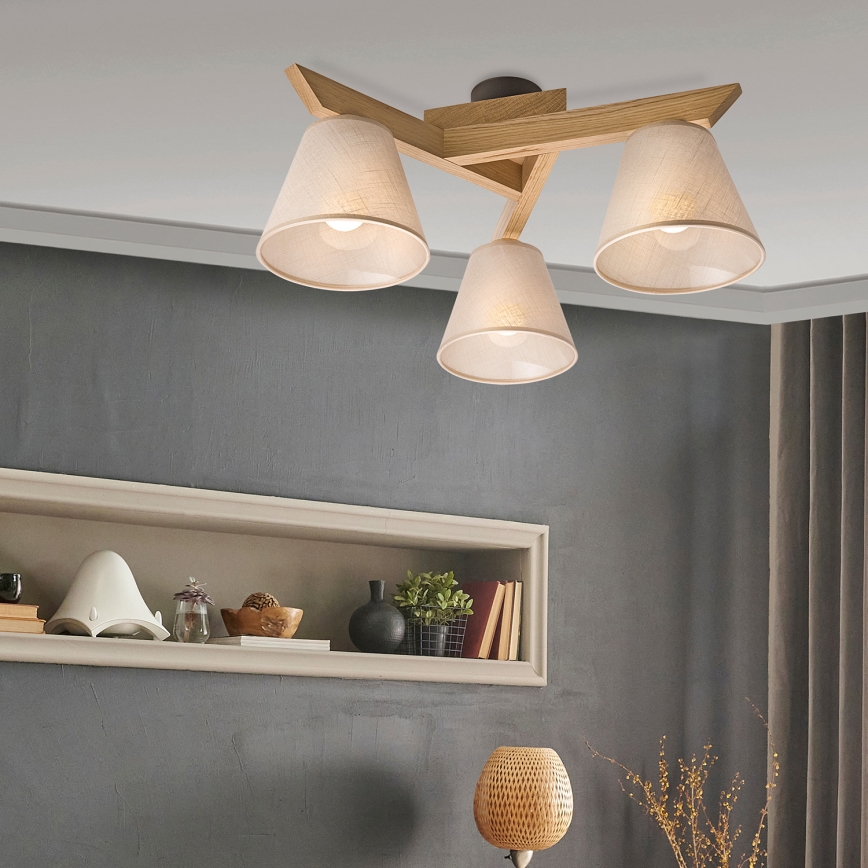 Brilagi - LED  Żyrandol natynkowy ANTHONY 3xE14/40W/230V dąb/beżowy