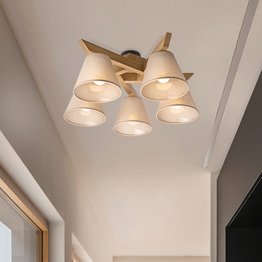 Brilagi - LED  Żyrandol natynkowy ANTHONY 5xE14/40W/230V dąb/beżowy