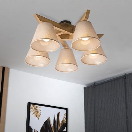 Brilagi - LED  Żyrandol natynkowy ANTHONY 5xE14/40W/230V dąb/beżowy