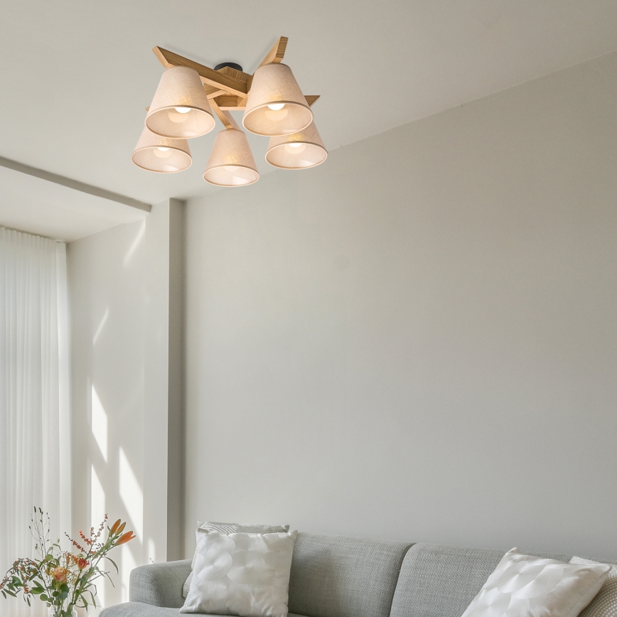 Brilagi - LED  Żyrandol natynkowy ANTHONY 5xE14/40W/230V dąb/beżowy