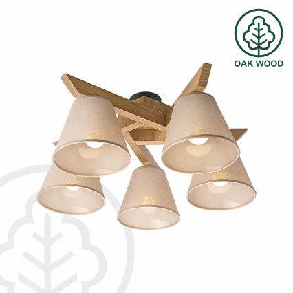 Brilagi - LED  Żyrandol natynkowy ANTHONY 5xE14/40W/230V dąb/beżowy