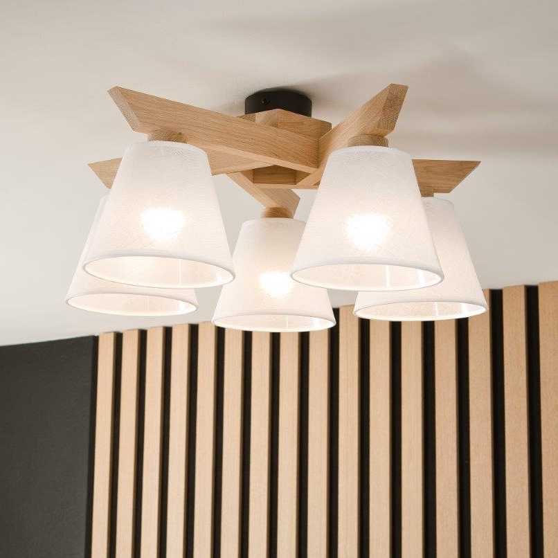 Brilagi - LED  Żyrandol natynkowy ANTHONY 5xE14/40W/230V dąb/biały