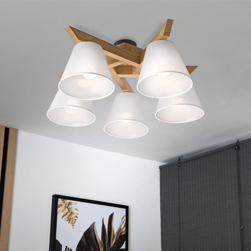 Brilagi - LED  Żyrandol natynkowy ANTHONY 5xE14/40W/230V dąb/biały