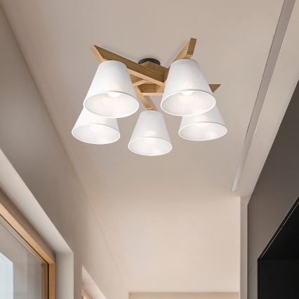 Brilagi - LED  Żyrandol natynkowy ANTHONY 5xE14/40W/230V dąb/biały