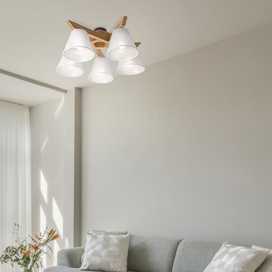 Brilagi - LED  Żyrandol natynkowy ANTHONY 5xE14/40W/230V dąb/biały