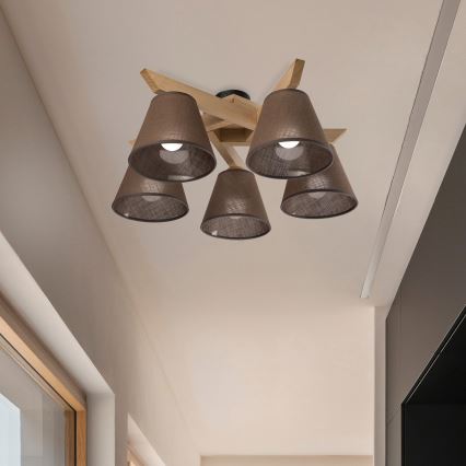 Brilagi - LED  Żyrandol natynkowy ANTHONY 5xE14/40W/230V dąb/brązowy
