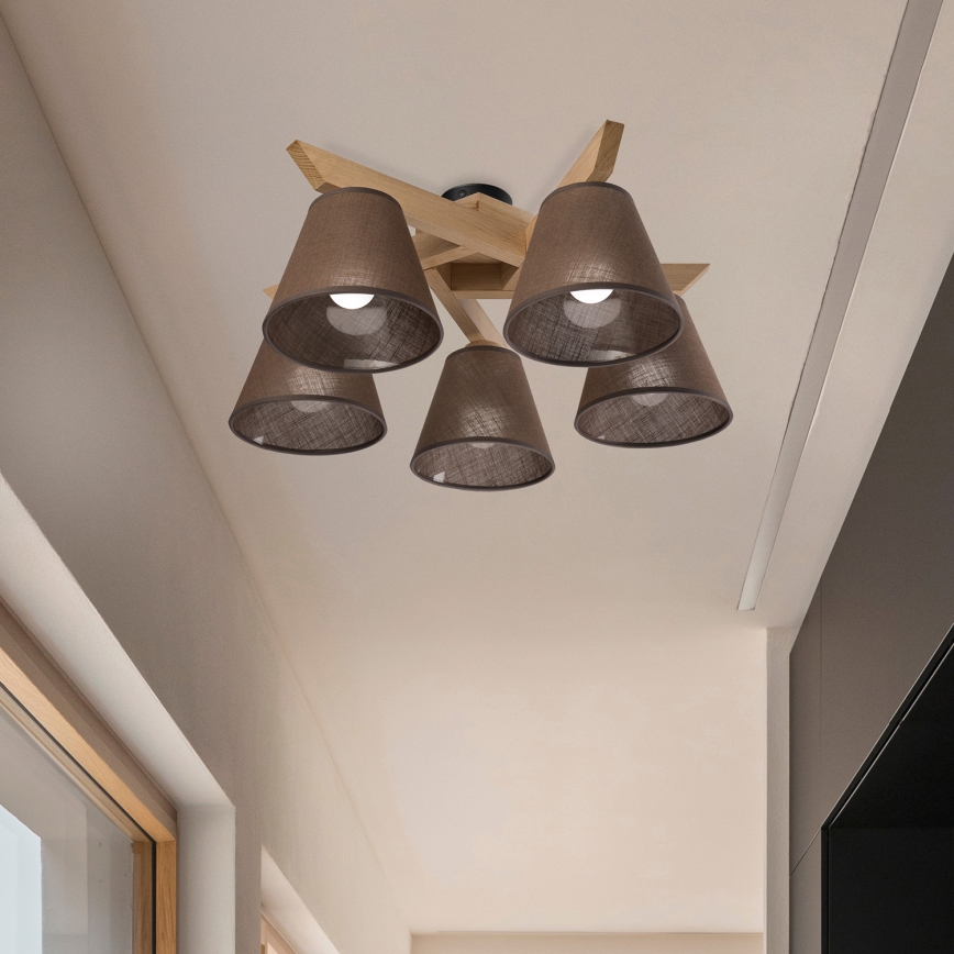 Brilagi - LED  Żyrandol natynkowy ANTHONY 5xE14/40W/230V dąb/brązowy