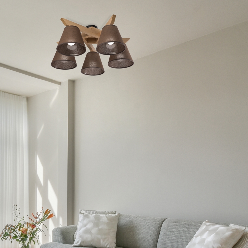 Brilagi - LED  Żyrandol natynkowy ANTHONY 5xE14/40W/230V dąb/brązowy