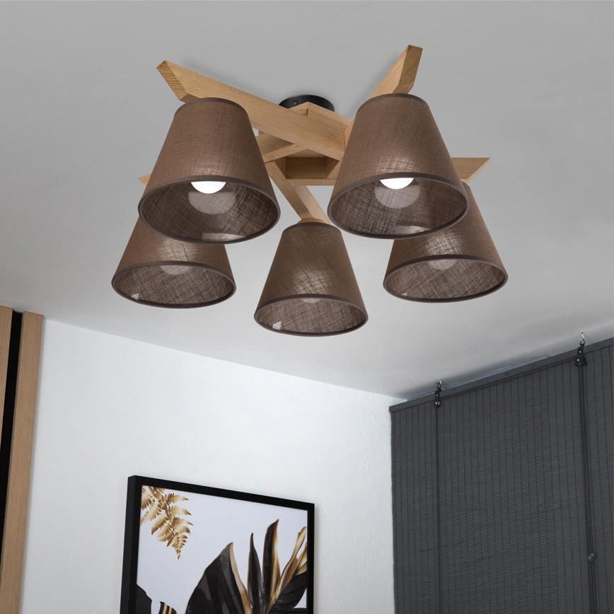 Brilagi - LED  Żyrandol natynkowy ANTHONY 5xE14/40W/230V dąb/brązowy