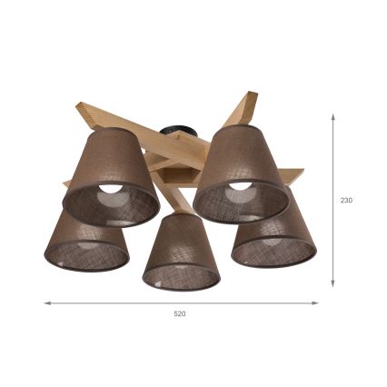 Brilagi - LED  Żyrandol natynkowy ANTHONY 5xE14/40W/230V dąb/brązowy