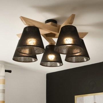Brilagi - LED  Żyrandol natynkowy ANTHONY 5xE14/40W/230V dąb/czarny