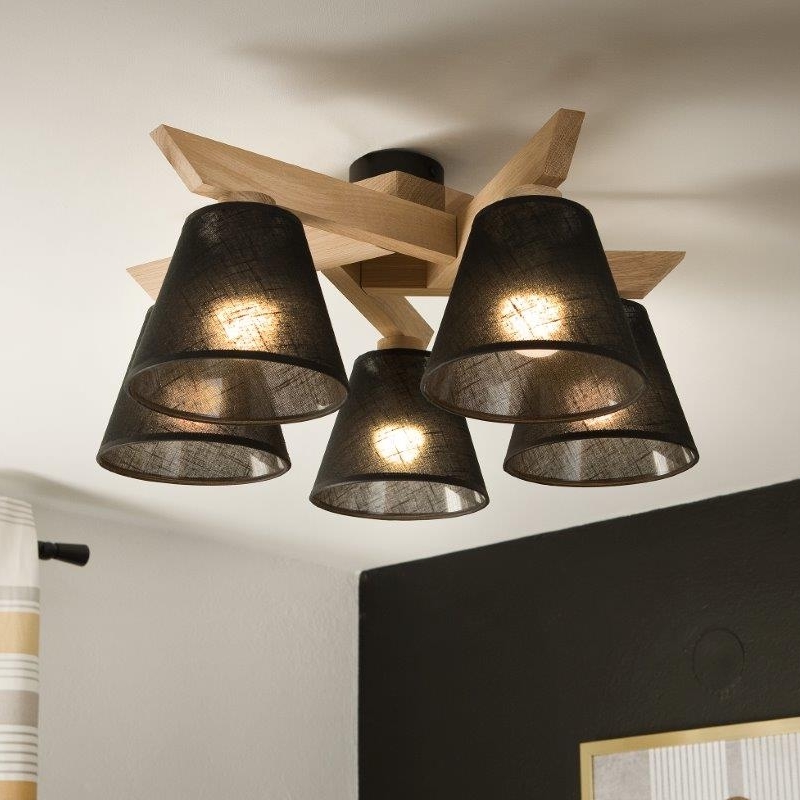 Brilagi - LED  Żyrandol natynkowy ANTHONY 5xE14/40W/230V dąb/czarny