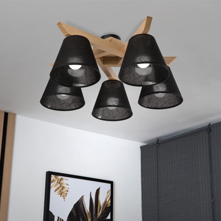 Brilagi - LED  Żyrandol natynkowy ANTHONY 5xE14/40W/230V dąb/czarny