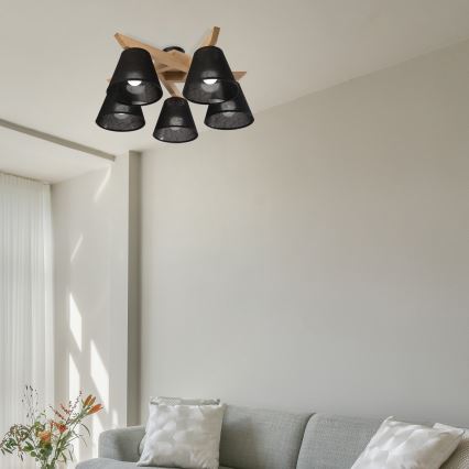 Brilagi - LED  Żyrandol natynkowy ANTHONY 5xE14/40W/230V dąb/czarny