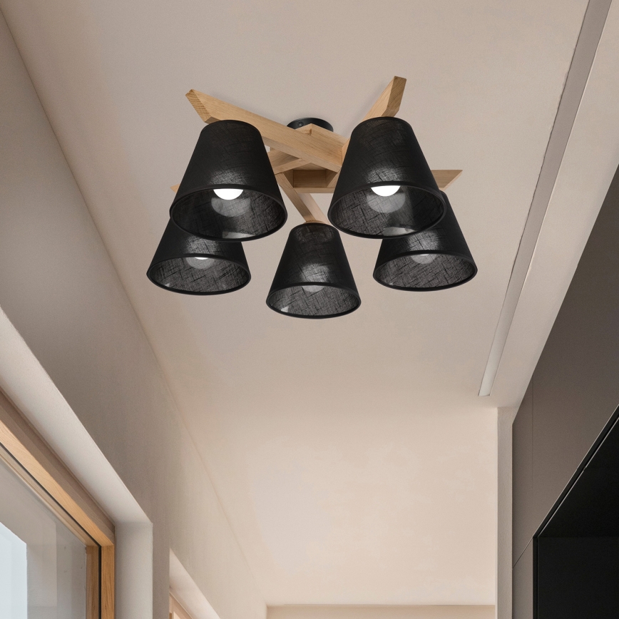 Brilagi - LED  Żyrandol natynkowy ANTHONY 5xE14/40W/230V dąb/czarny