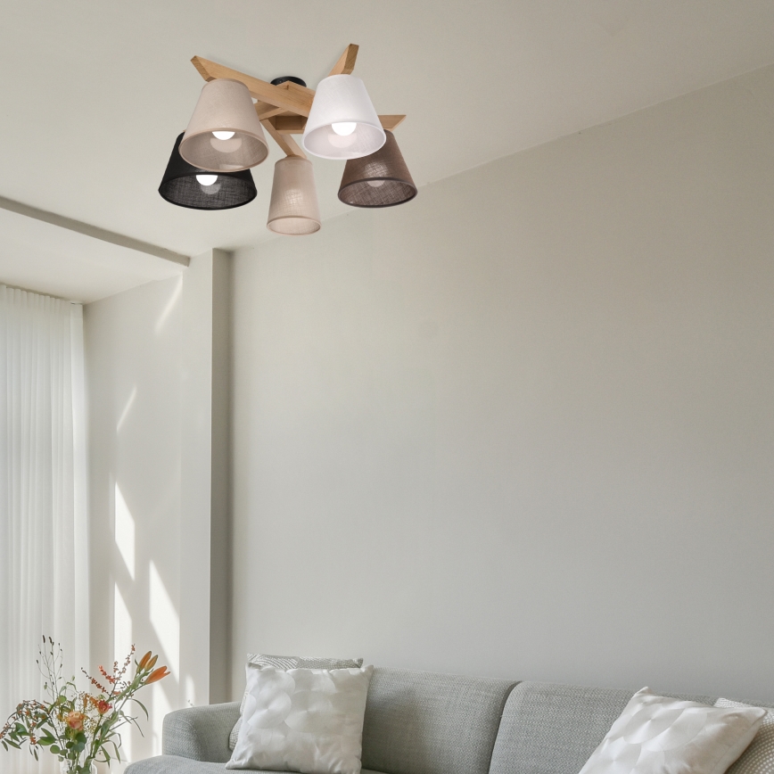Brilagi - LED  Żyrandol natynkowy ANTHONY 5xE14/40W/230V dąb
