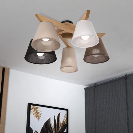 Brilagi - LED  Żyrandol natynkowy ANTHONY 5xE14/40W/230V dąb