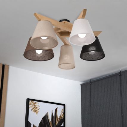 Brilagi - LED  Żyrandol natynkowy ANTHONY 5xE14/40W/230V dąb