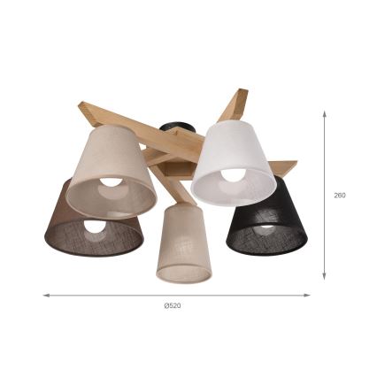 Brilagi - LED  Żyrandol natynkowy ANTHONY 5xE14/40W/230V dąb