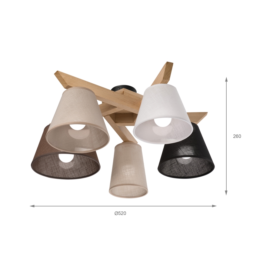 Brilagi - LED  Żyrandol natynkowy ANTHONY 5xE14/40W/230V dąb