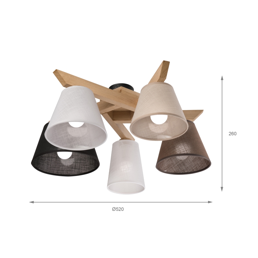 Brilagi - LED  Żyrandol natynkowy ANTHONY 5xE14/40W/230V dąb