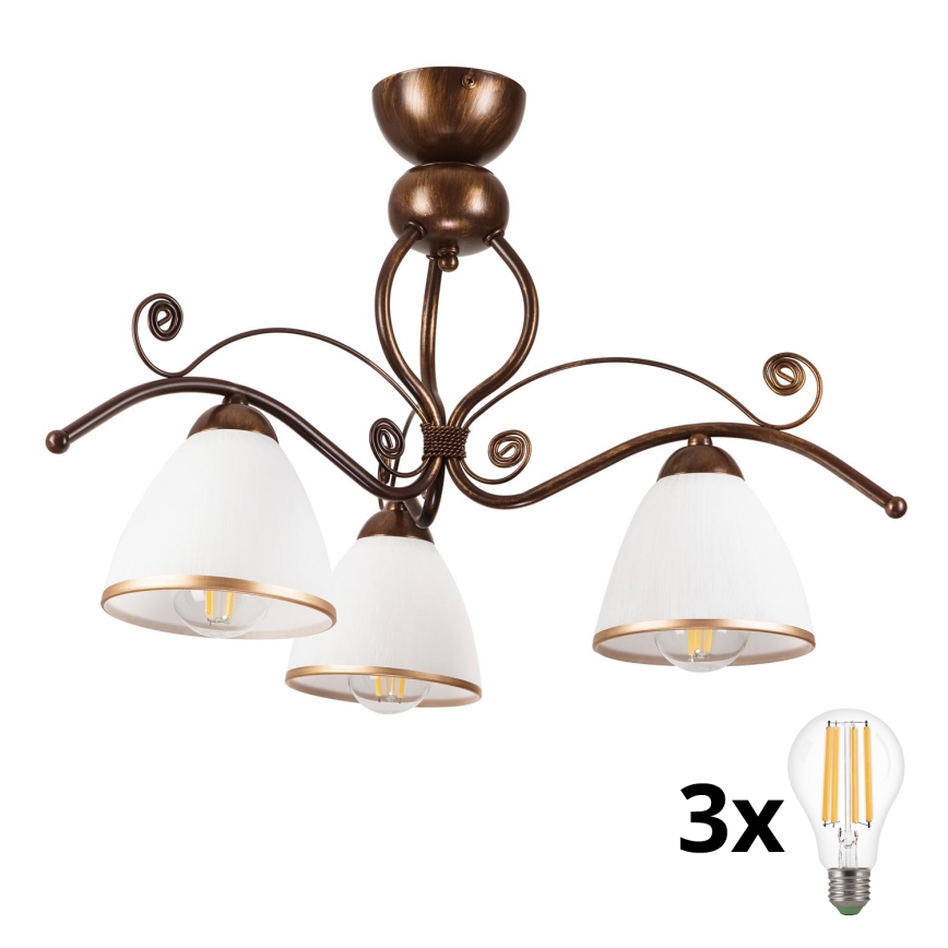 Brilagi - LED Żyrandol natynkowy ANTICO 3xE27/60W/230V brąz patyna