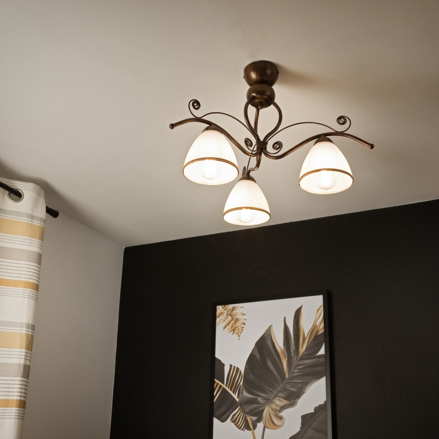 Brilagi - LED Żyrandol natynkowy ANTICO 3xE27/60W/230V brąz patyna
