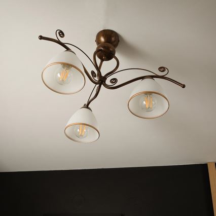 Brilagi - LED Żyrandol natynkowy ANTICO 3xE27/60W/230V brąz patyna