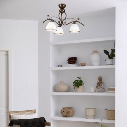 Brilagi - LED Żyrandol natynkowy ANTICO 3xE27/60W/230V brąz patyna