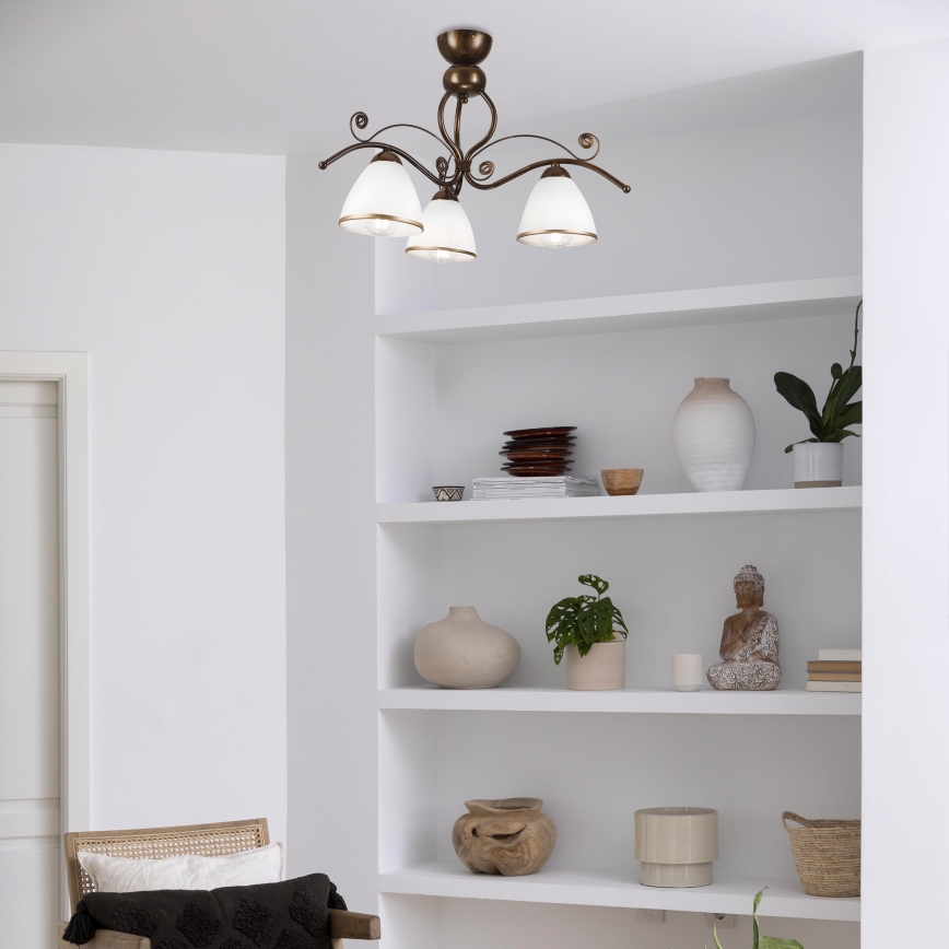 Brilagi - LED Żyrandol natynkowy ANTICO 3xE27/60W/230V brąz patyna