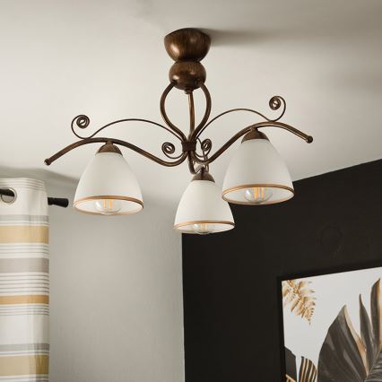 Brilagi - LED Żyrandol natynkowy ANTICO 3xE27/60W/230V brąz patyna