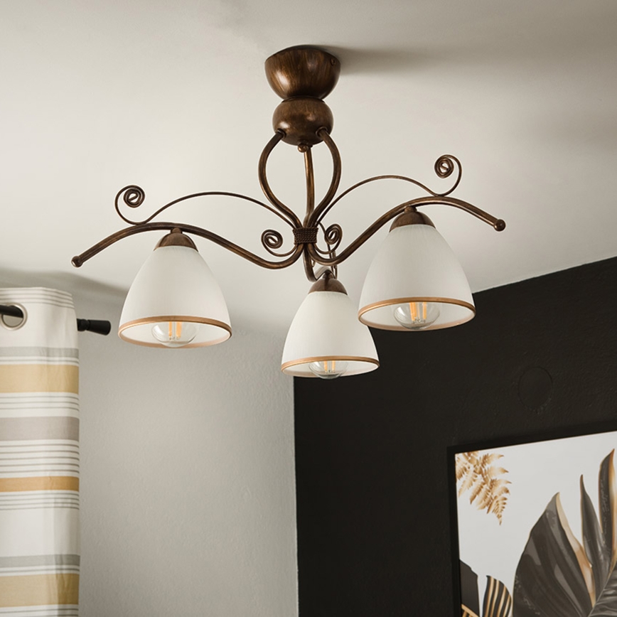 Brilagi - LED Żyrandol natynkowy ANTICO 3xE27/60W/230V brąz patyna
