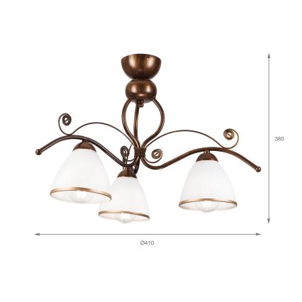 Brilagi - LED Żyrandol natynkowy ANTICO 3xE27/60W/230V brąz patyna