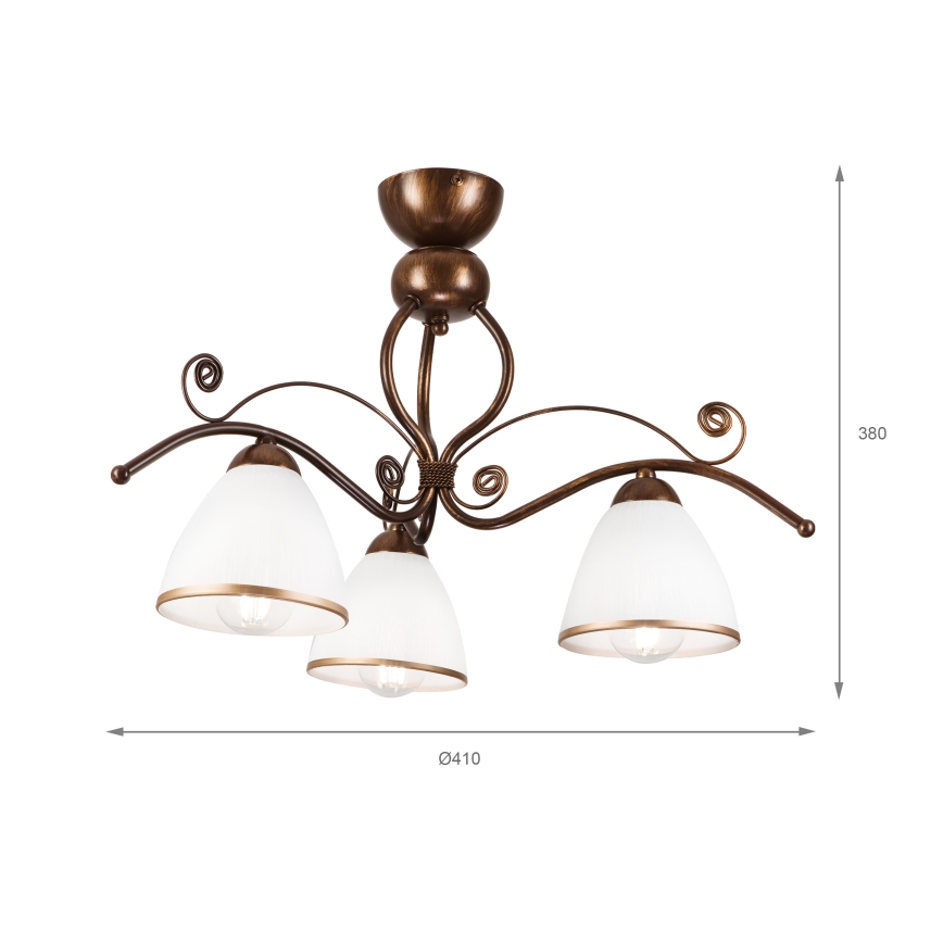 Brilagi - LED Żyrandol natynkowy ANTICO 3xE27/60W/230V brąz patyna