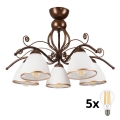 Brilagi - LED Żyrandol natynkowy ANTICO 5xE27/60W/230V brąz patyna