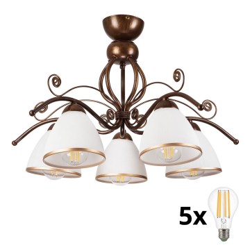 Brilagi - LED Żyrandol natynkowy ANTICO 5xE27/60W/230V brąz patyna