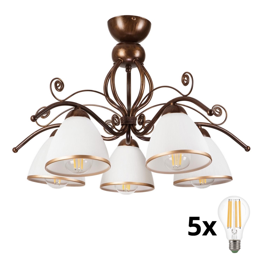 Brilagi - LED Żyrandol natynkowy ANTICO 5xE27/60W/230V brąz patyna
