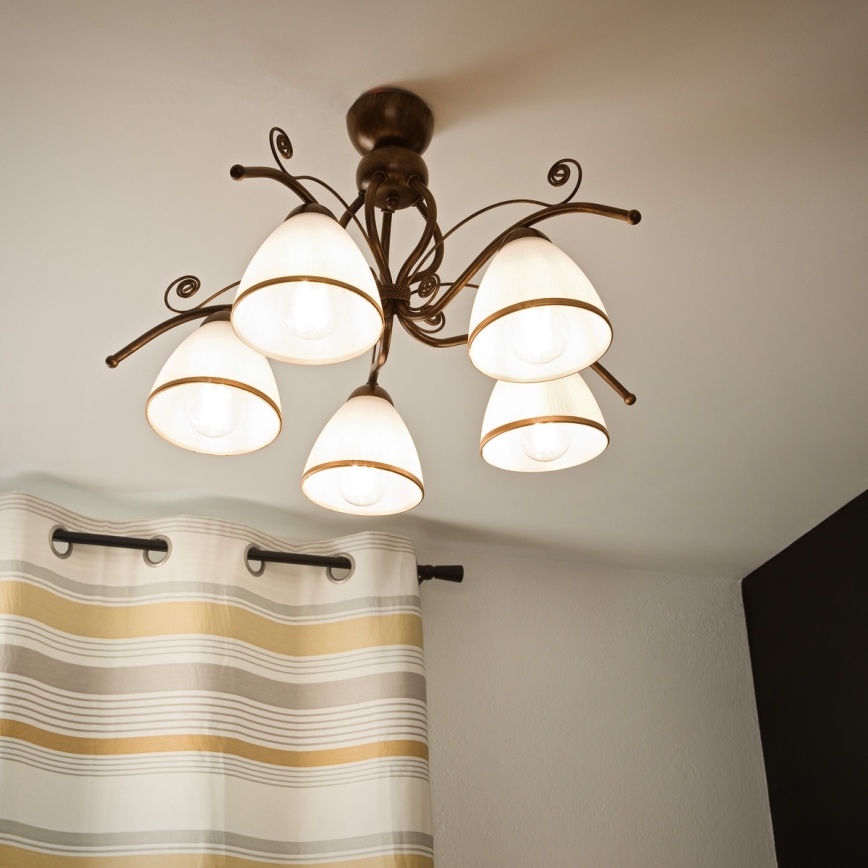 Brilagi - LED Żyrandol natynkowy ANTICO 5xE27/60W/230V brąz patyna