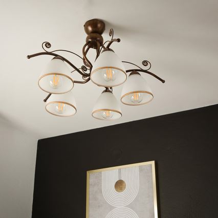 Brilagi - LED Żyrandol natynkowy ANTICO 5xE27/60W/230V brąz patyna