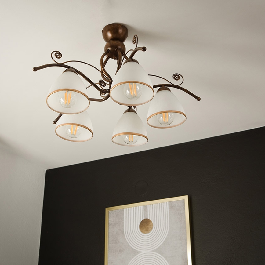 Brilagi - LED Żyrandol natynkowy ANTICO 5xE27/60W/230V brąz patyna