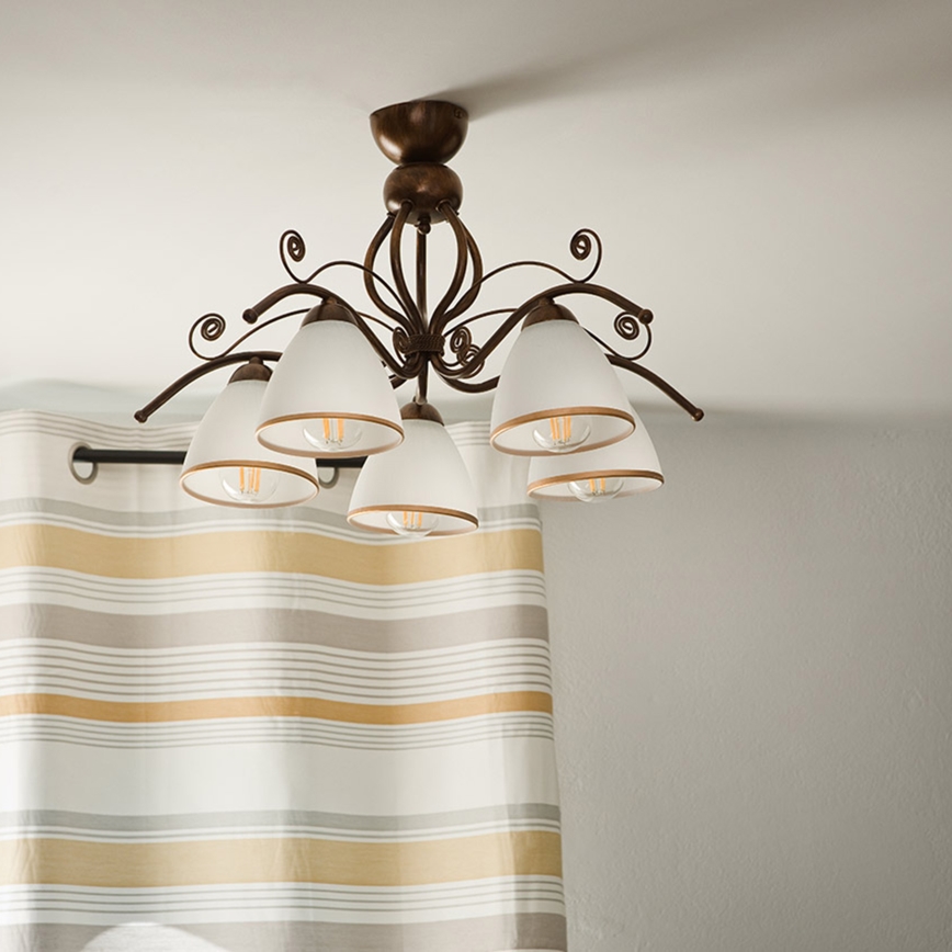 Brilagi - LED Żyrandol natynkowy ANTICO 5xE27/60W/230V brąz patyna