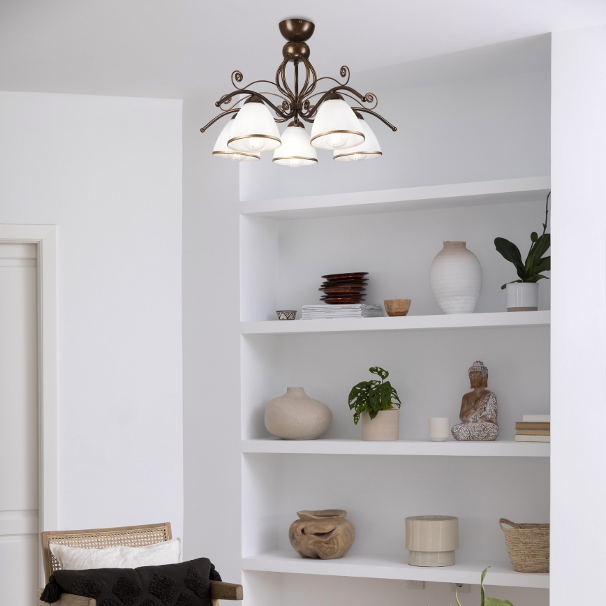 Brilagi - LED Żyrandol natynkowy ANTICO 5xE27/60W/230V brąz patyna