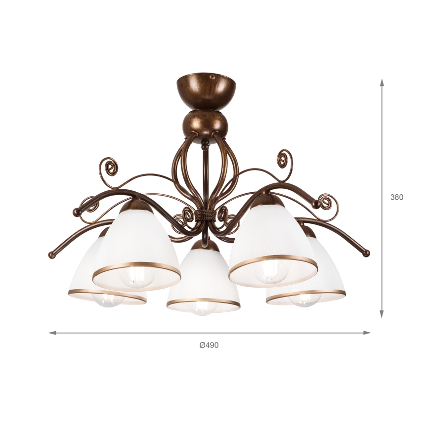Brilagi - LED Żyrandol natynkowy ANTICO 5xE27/60W/230V brąz patyna